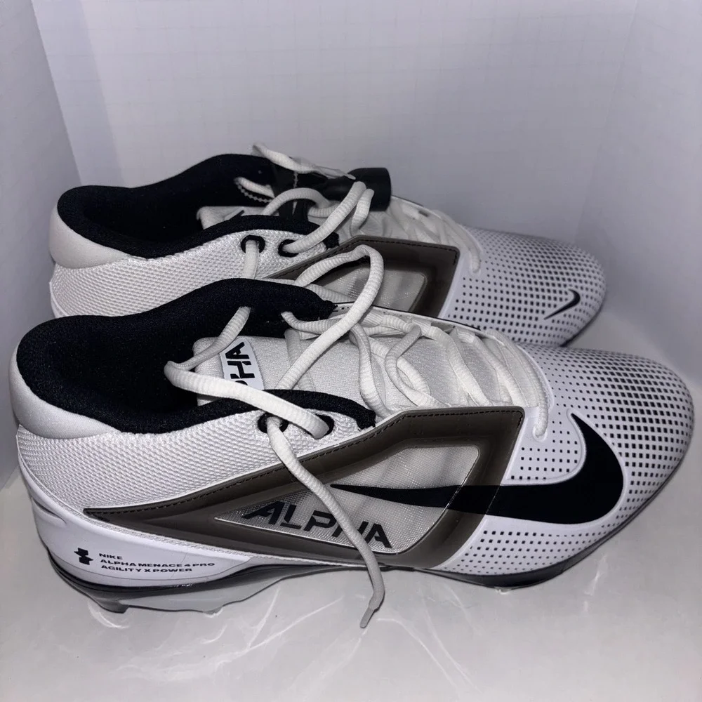 Nike Alpha Menace 4 Pro Football Cleats Mens 11.5 W White Low Top IH1256-100 - Picture 3 of 11